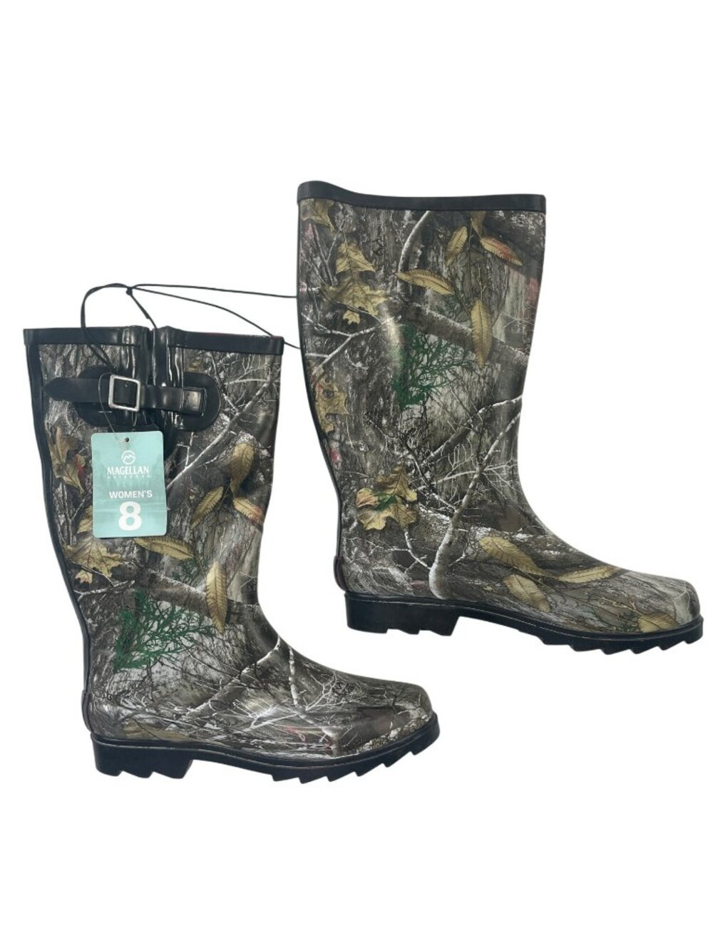 Magellan x Realtree Camo Rain Boots Adj Side Buckle Pink Lining Wmn's Sz 8 NWOB